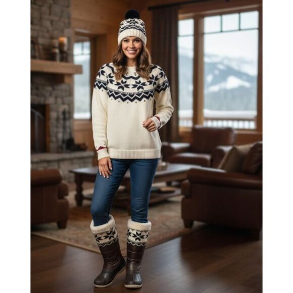 Rainy Studio Fair Island Super Thick Nordic Harajuku Print Sweater Medium NWOT - Picture 8 of 10